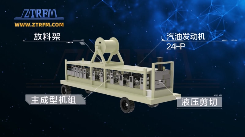 出口哥斯達(dá)黎加中拓KR18移動式全液壓閉口式屋頂面板成型機